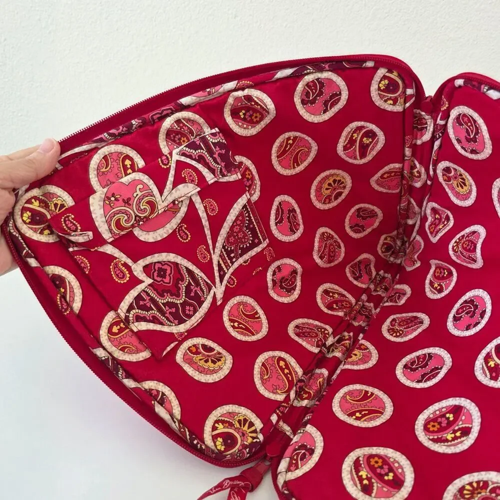 Vera Bradley Laptop Sleeve Quilted Paisley Case Pink Red Zip Closure